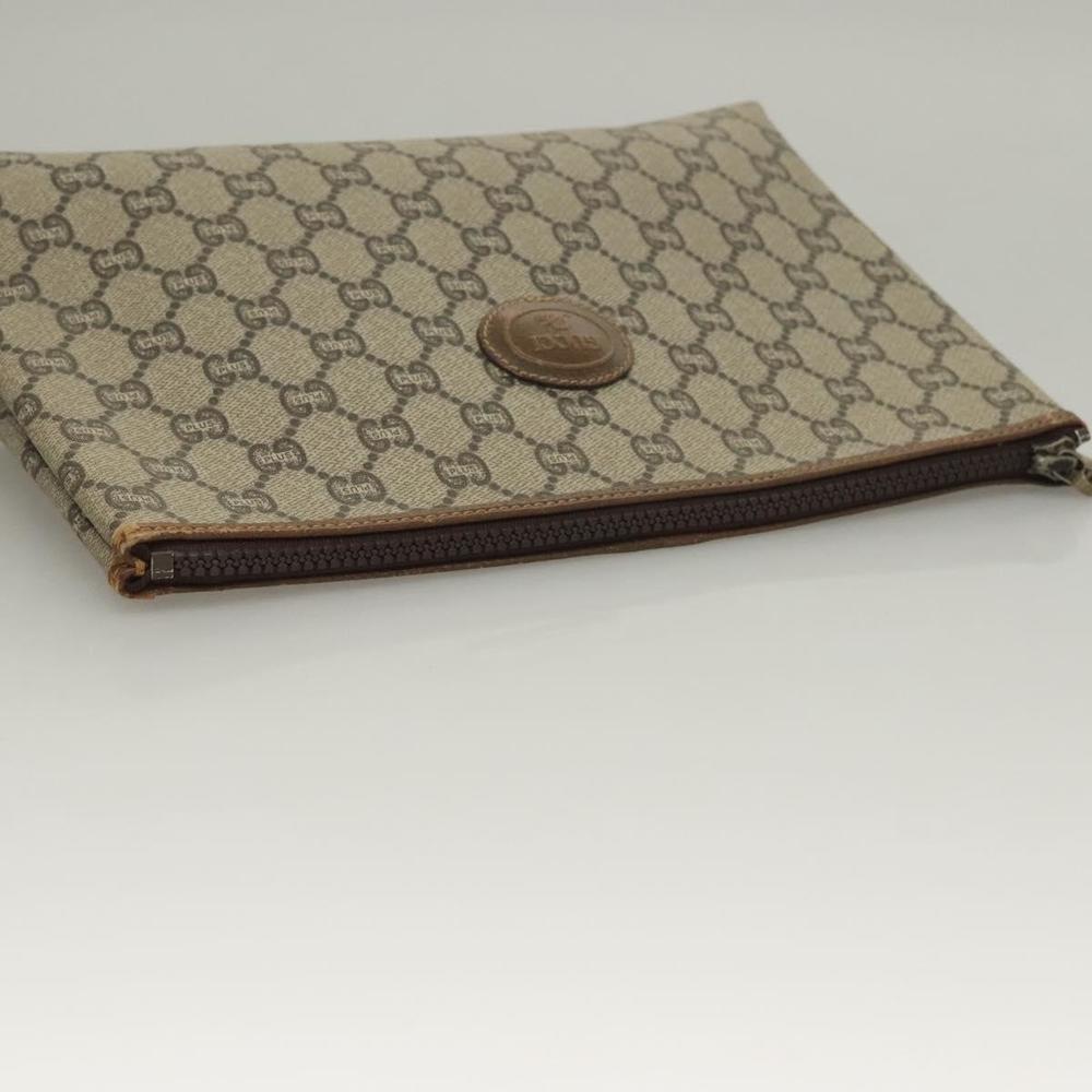 GUCCI GG Plus Supreme Clutch Bag PVC Beige Gold Auth fm4810 - Picture 6 of 16